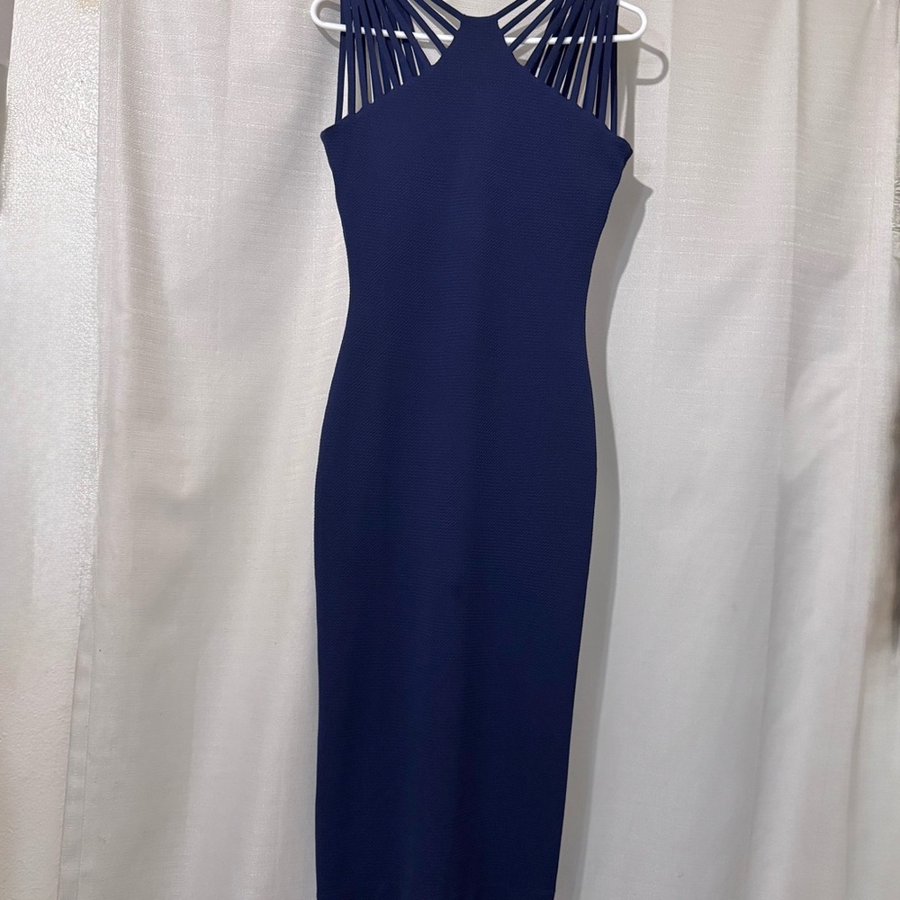 Dress the Population Navy Strappy Halter Midi Dress size small - Picture 9 of 9